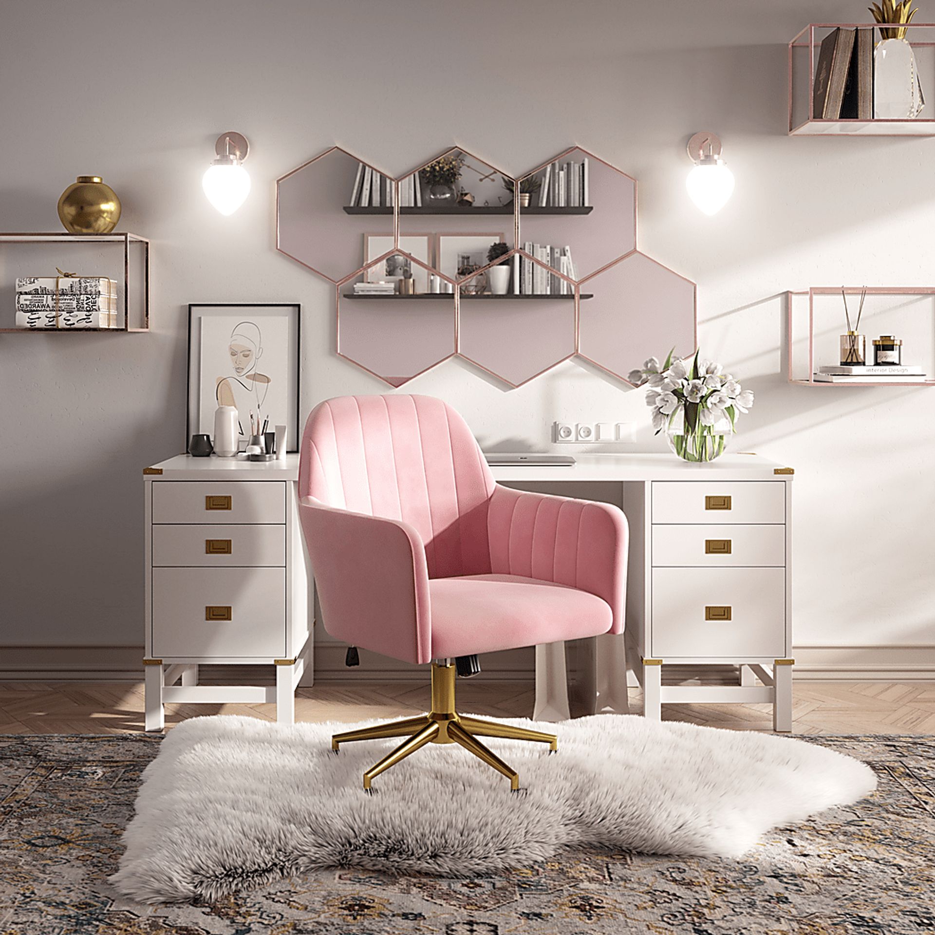 Deliola White Double File Desk - Image 7