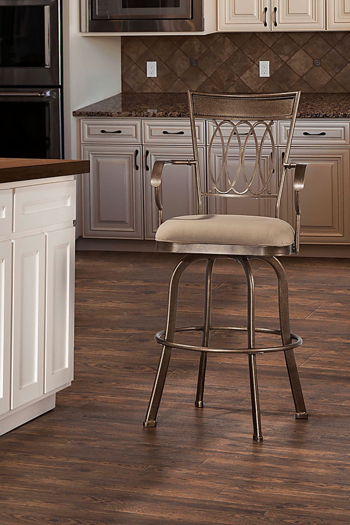 Delk Bronze Metal Beige Swivel Bar Height | Rooms to Go