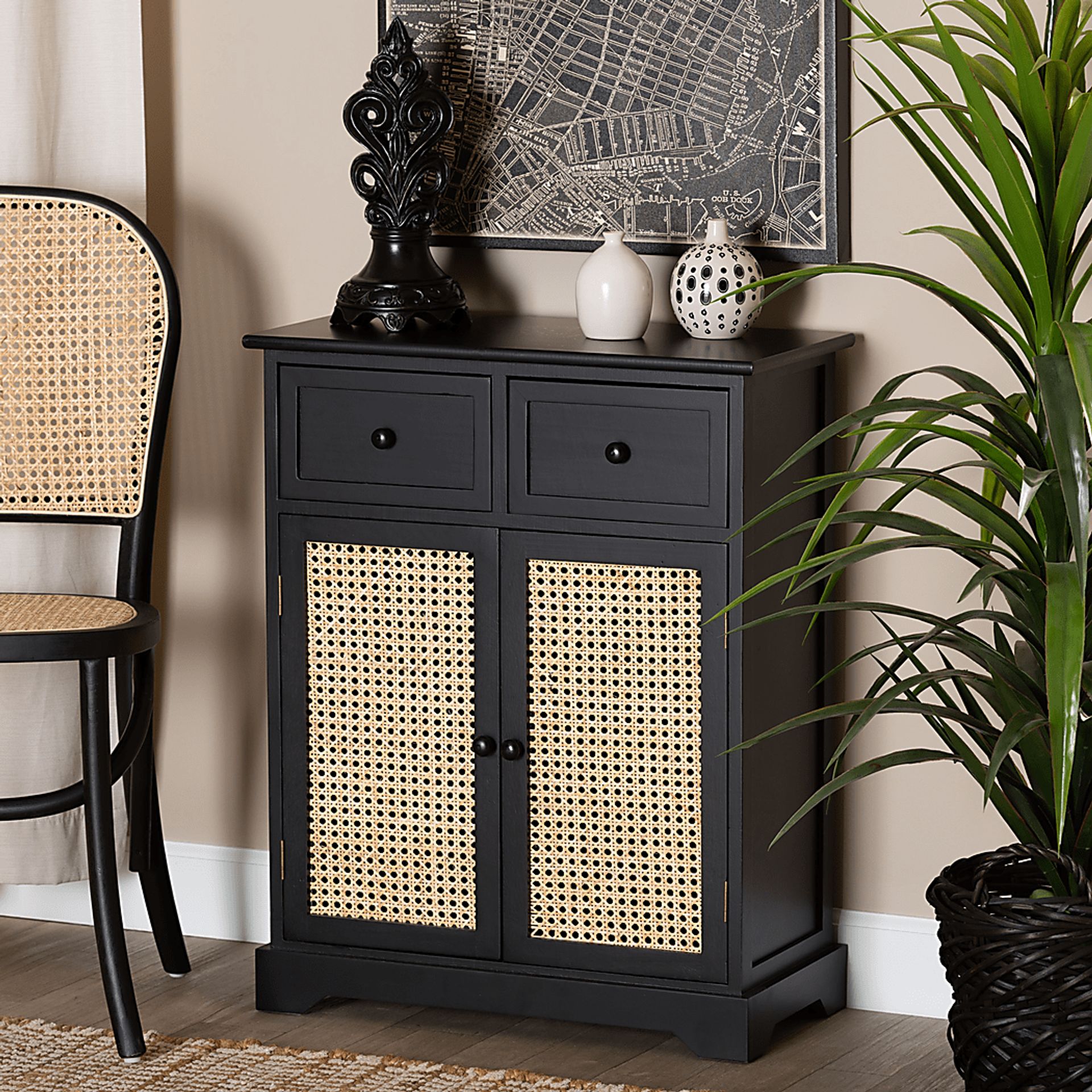 Della Lane Dark Small Brown 2 Drawer Accent Cabinet - Image 6