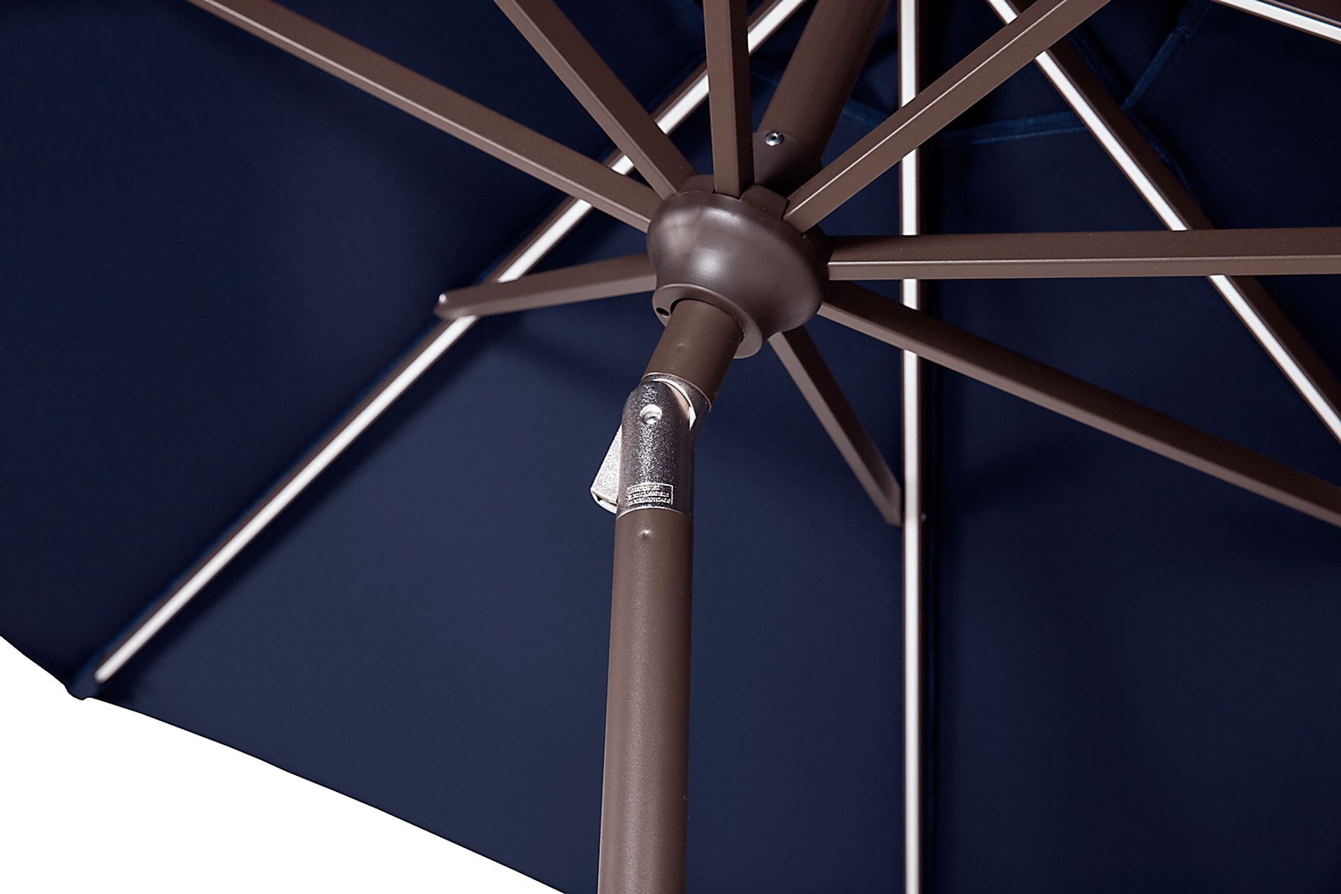 Della Luna Bronze Finish 9' Octagon Navy Outdoor Lighted Umbrella - Image 5