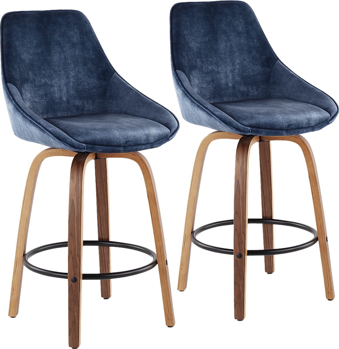 Dellrey Blue Counter Height Stool, Set of 2