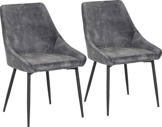 Dellrey Dark Gray Dining Chair, Set of 2 - Thumbnail - Image 1