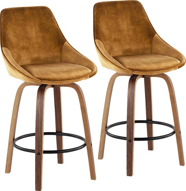 Dellrey Gold Counter Height Stool, Set of 2 - Thumbnail - Image 1