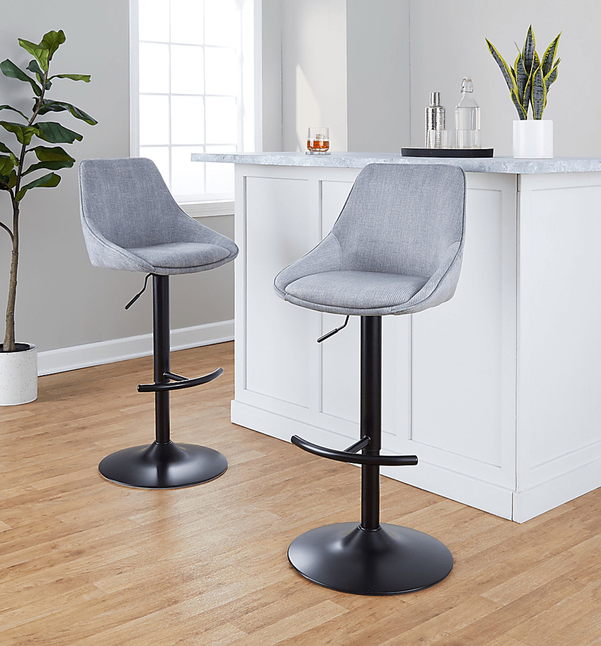 Dellrey III Gray Adjustable Barstool, Set of 2 - Image 3