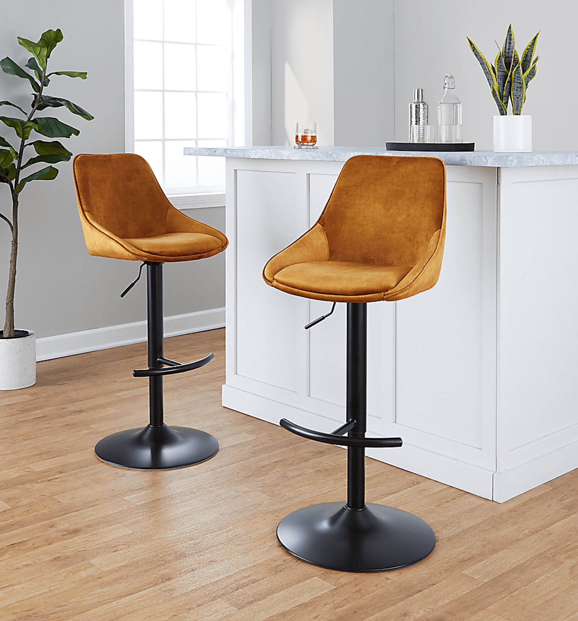 Dellrey IV Gold Adjustable Barstool, Set of 2 - Image 3