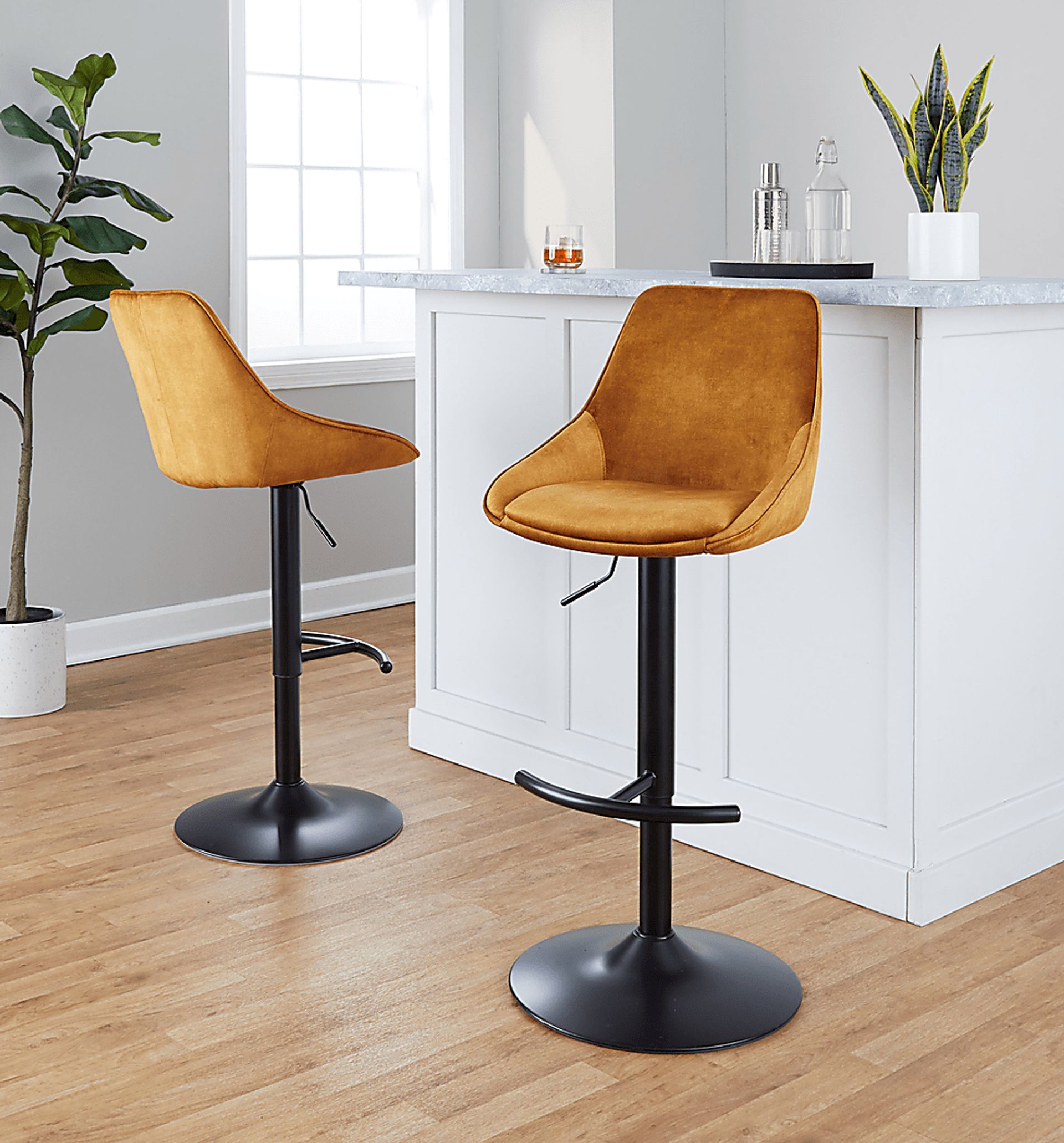 Dellrey IV Gold Adjustable Barstool, Set of 2 - Image 4
