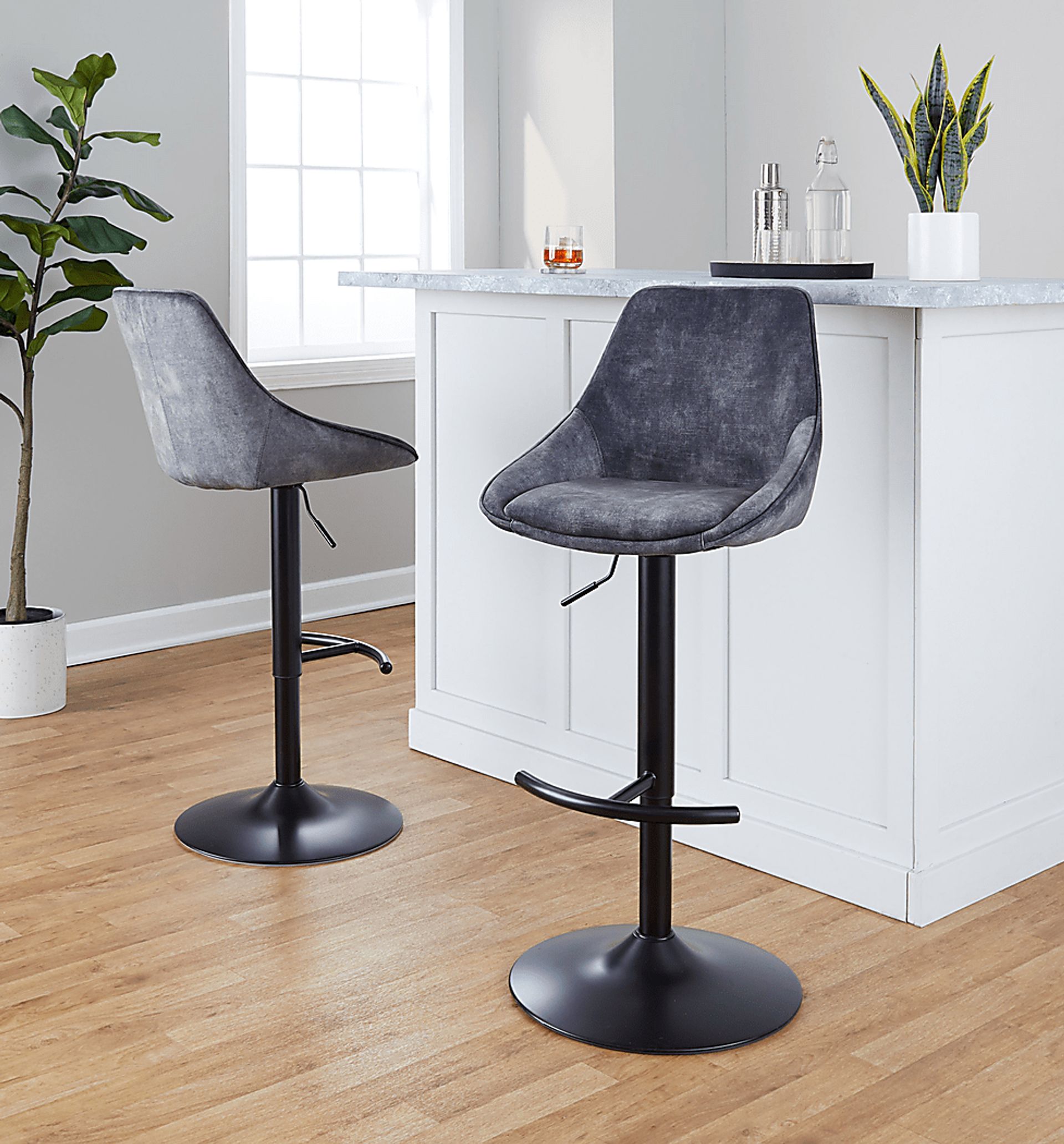 Dellrey IV Gray Adjustable Barstool, Set of 2 - Image 4