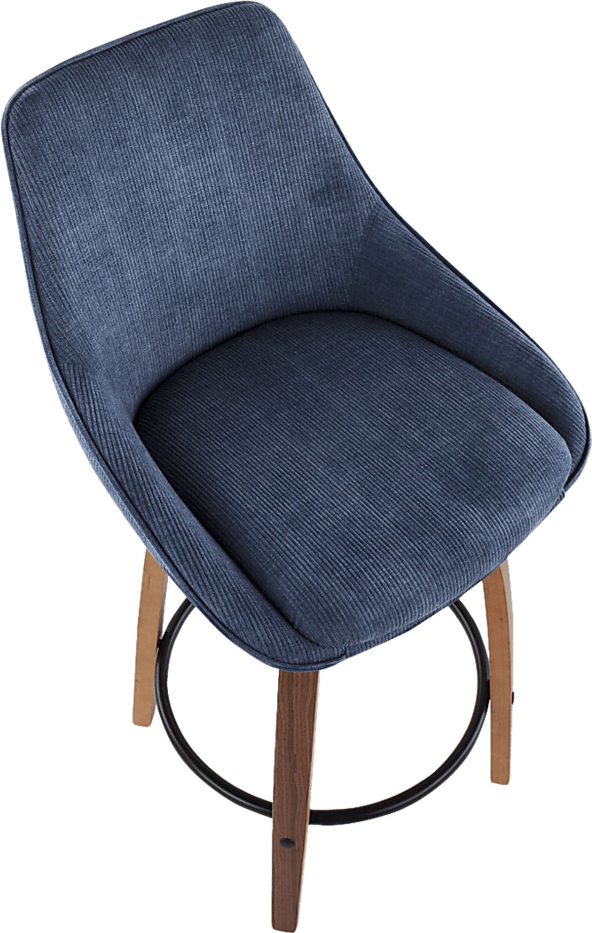 Dellrey Walnut Dark Wood Navy Blue Counter Height Stool, Set Of 2 ...