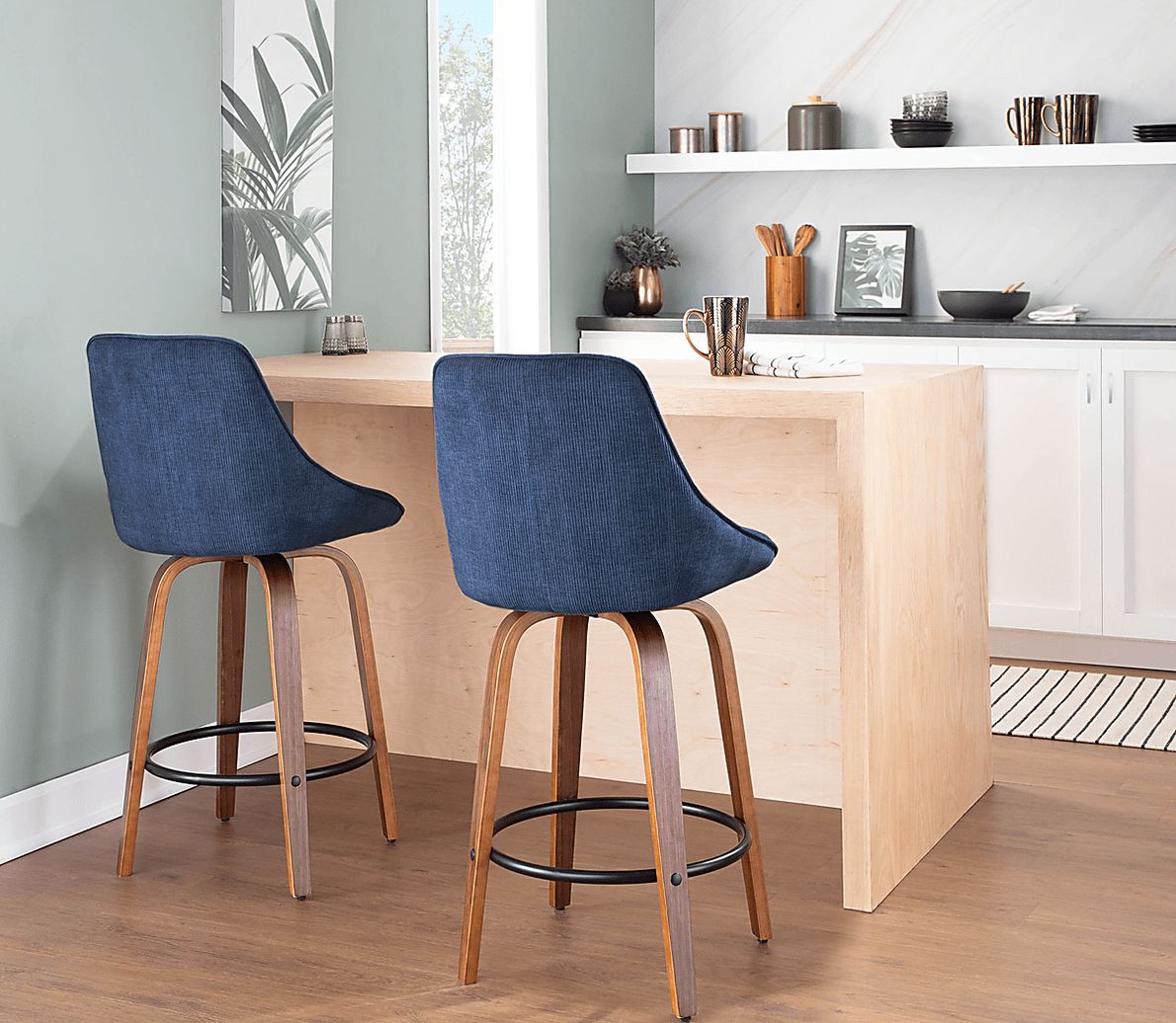 Dellrey Navy Counter Height Stool, Set of 2 Rooms To Go