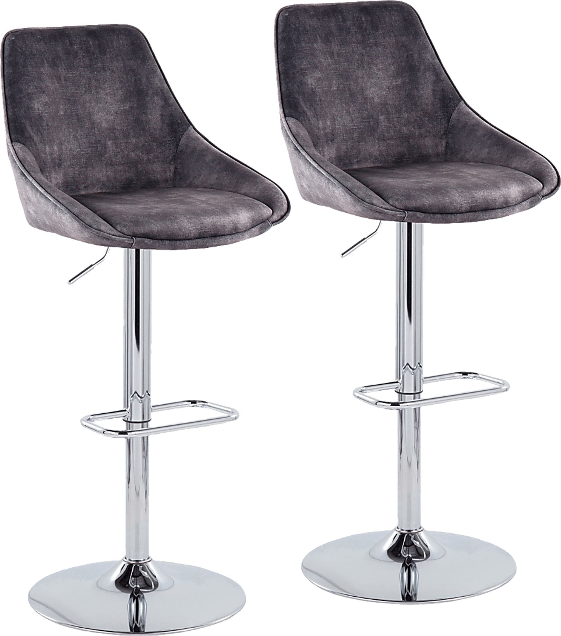 Dellrey V Gray Adjustable Swivel Barstool, Set of 2 - Image 1