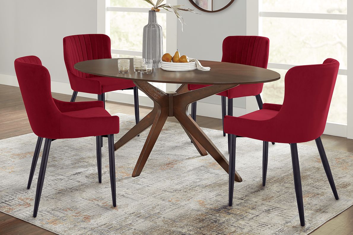 Delmon walnut 5 2025 pc oval dining set