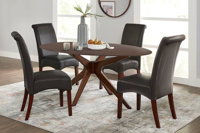 Delmon Walnut Oval Dining Table - Thumbnail - Image 2