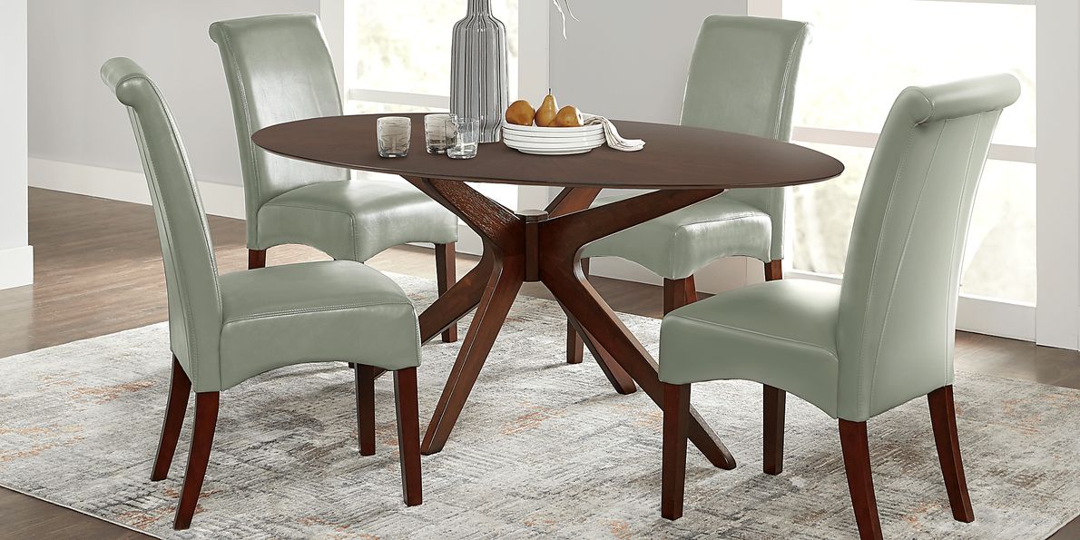 Delmon walnut 5 pc oval dining set new arrivals