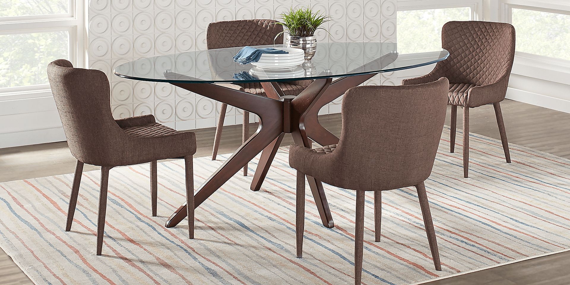 Delmon Walnut 5 Pc Oval Dining Set - Image 1