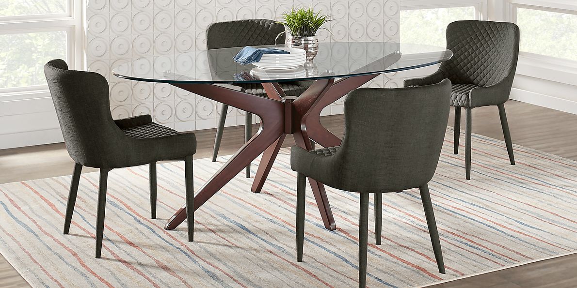 Delmon walnut 5 2025 pc oval dining set