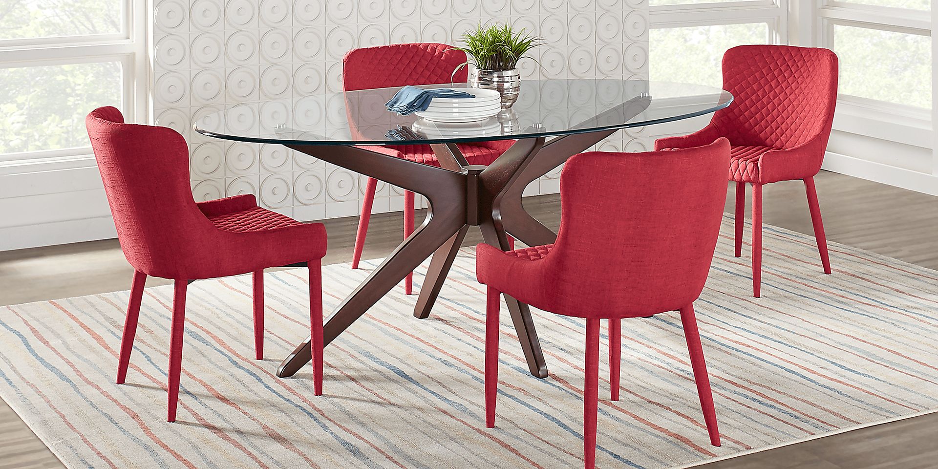 Delmon Walnut 5 Pc Oval Dining Set - Image 1