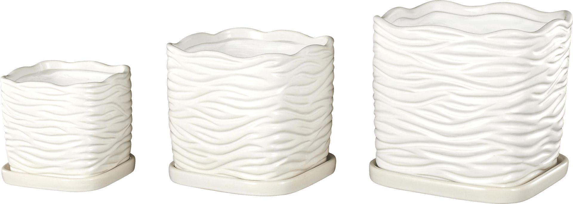 Deluge White Planter, Set of 3 - Image 5