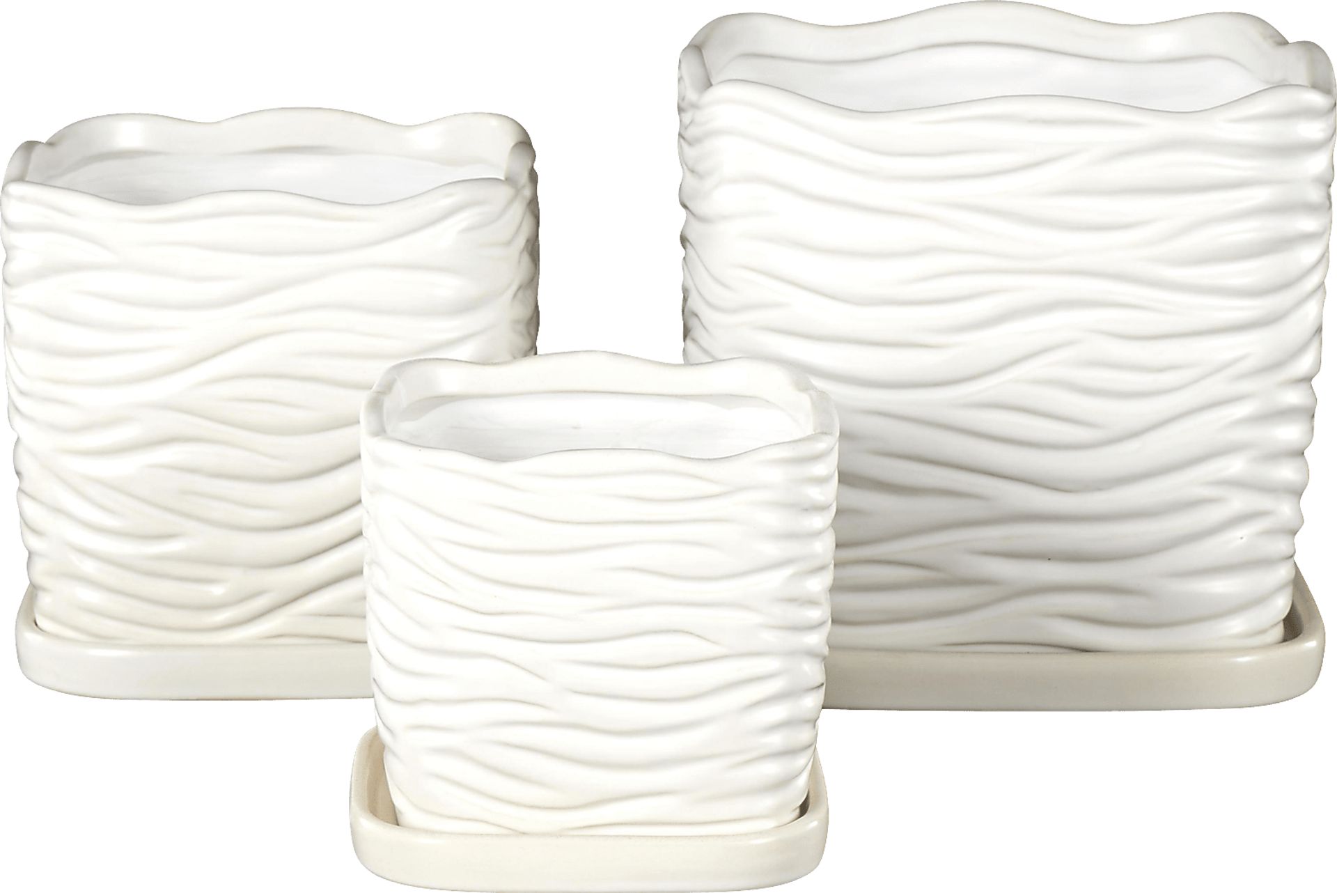 Deluge White Planter, Set of 3 - Image 6