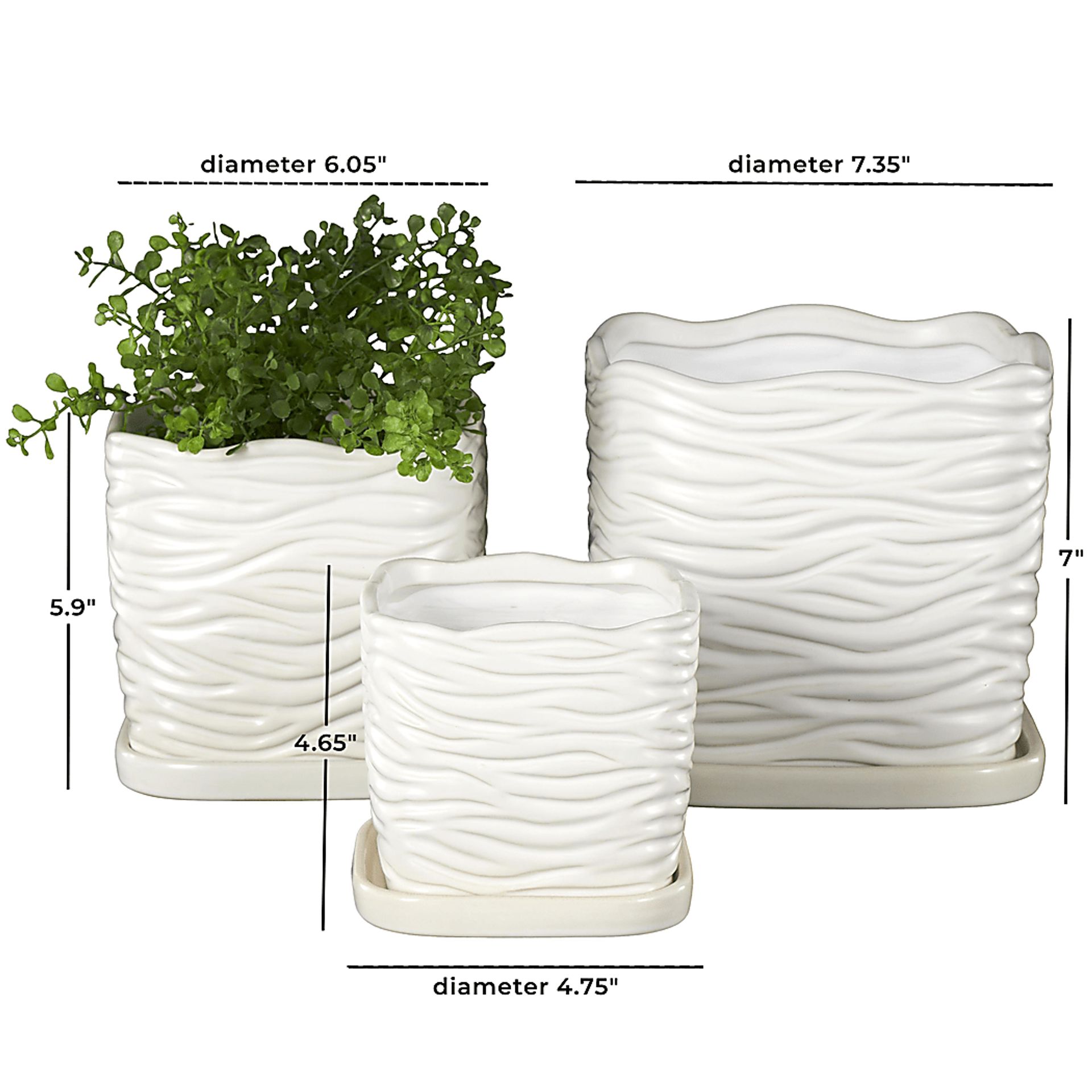 Deluge White Planter, Set of 3 - Image 7