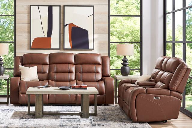 Denali Brown 2 Pc Leather Power Reclining Living Room - Thumbnail - Image 1
