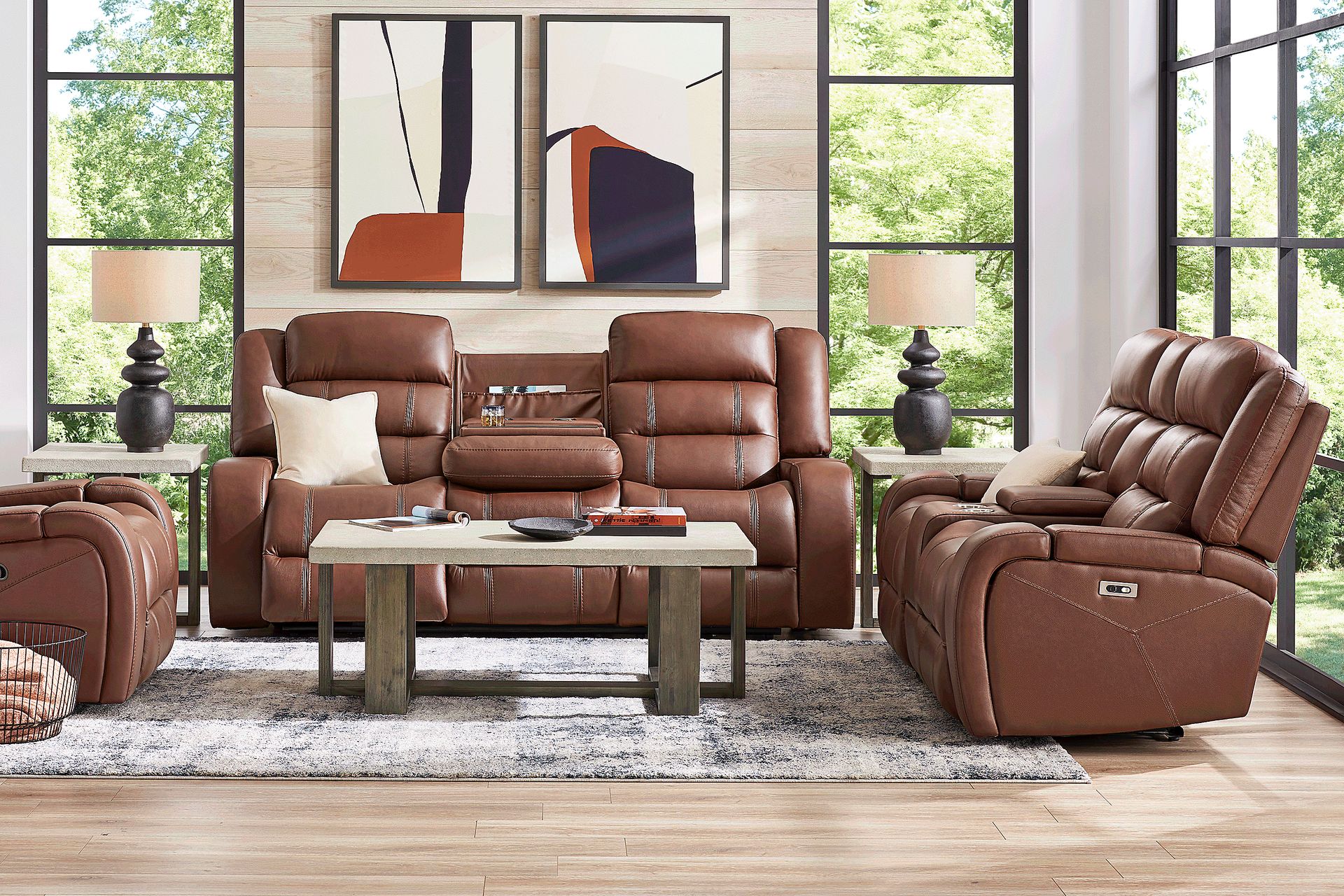 Denali Brown 5 Pc Leather Power Reclining Living Room - Image 1
