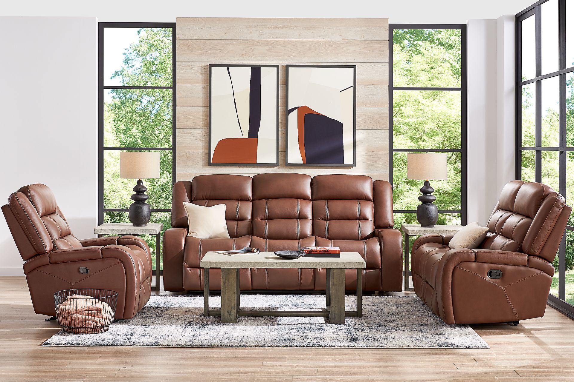 Denali Brown 5 Pc Leather Reclining Living Room - Image 1