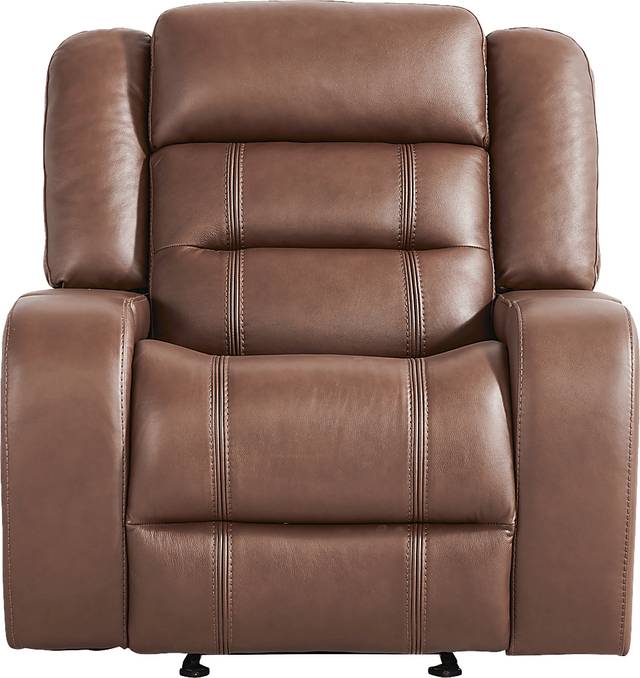 Denali Brown Leather Glider Recliner - Thumbnail - Image 2