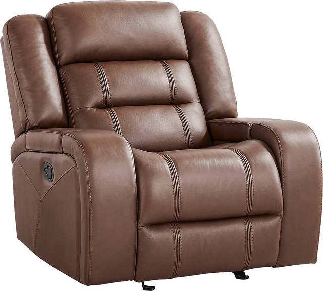 Denali Brown Leather Glider Recliner - Thumbnail - Image 3