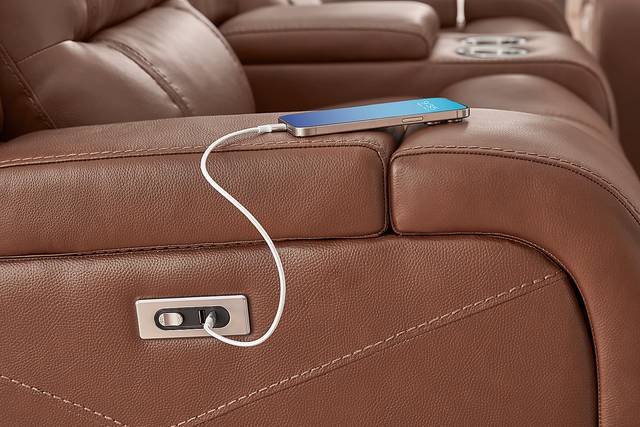 Denali Brown 2 Pc Leather Power Reclining Living Room - Thumbnail - Image 14