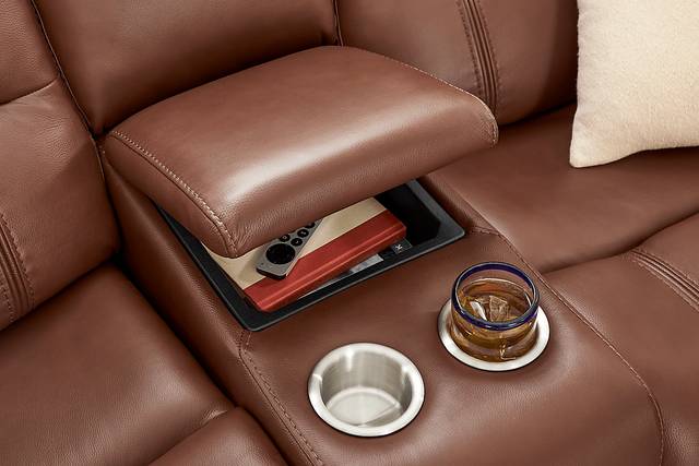 Denali Brown 2 Pc Leather Power Reclining Living Room - Thumbnail - Image 16