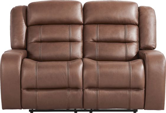 Denali Brown Leather Reclining Loveseat