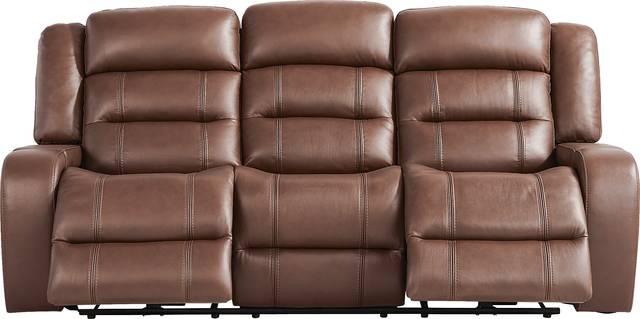 Denali Brown Leather Reclining Sofa - Thumbnail - Image 3