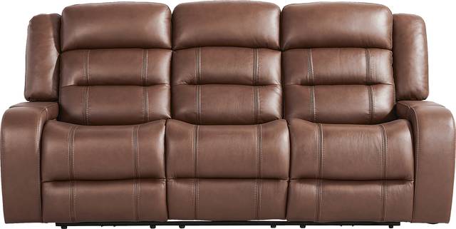 Denali Brown Leather Reclining Sofa - Thumbnail - Image 1