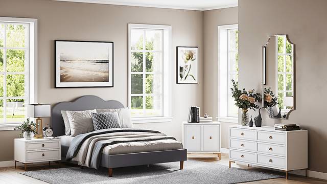 Denela Gray Full Platform Bed - Thumbnail - Image 7