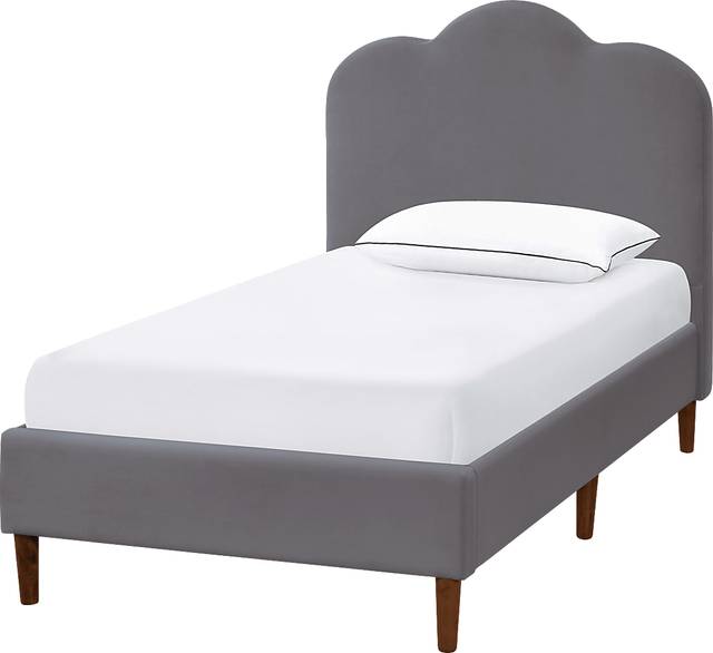 Denela Gray Twin Platform Bed - Thumbnail - Image 1