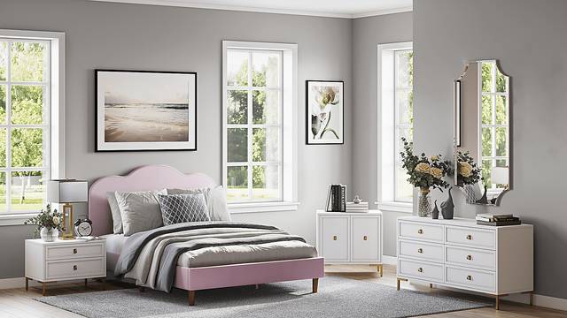 Denela Pink Full Platform Bed - Thumbnail - Image 7