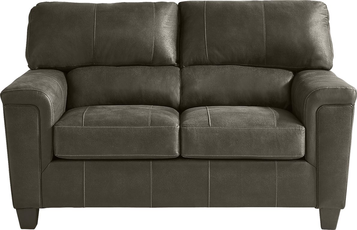 Denio Charcoal Black,Gray Microfiber Loveseat Rooms To Go