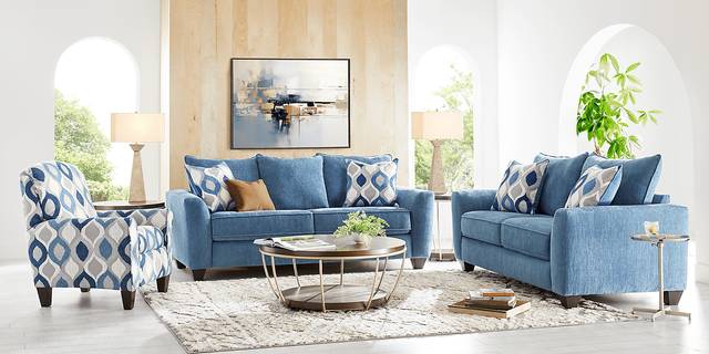 Dennin Heights Blue Sofa - Thumbnail - Image 2