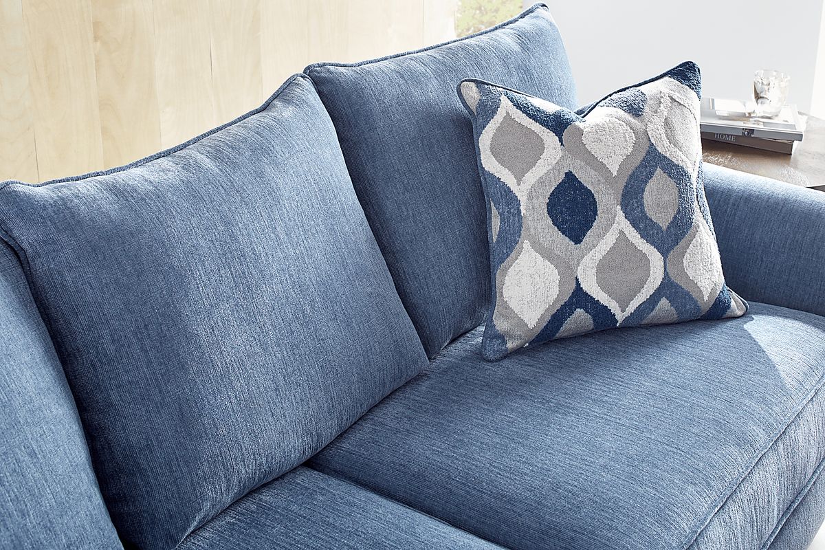 Dennin Heights 7 Pc Blue Woven Living Room Set With Sofa, Loveseat, 3 ...