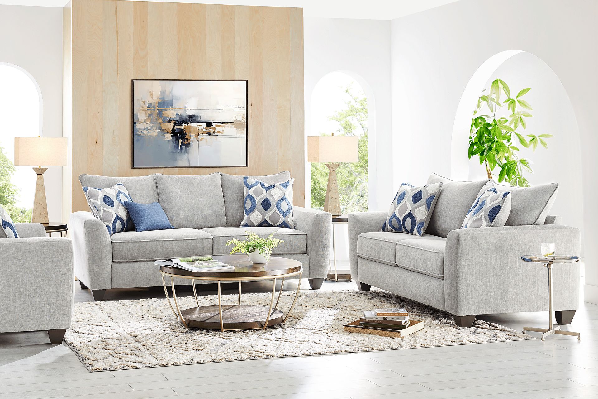 Dennin Heights Gray 7 Pc Living Room with Sleeper Sofa - Image 1
