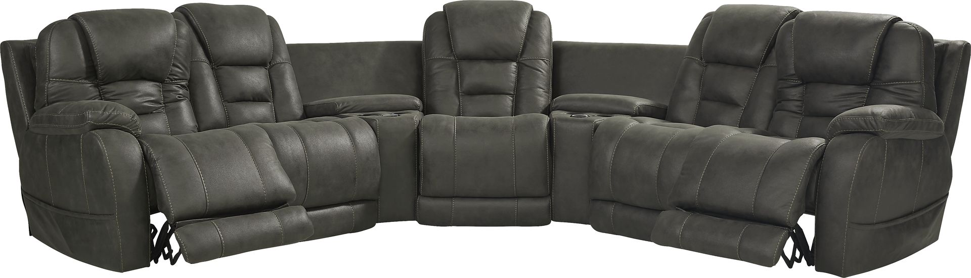 Denver Hills Slate 5 Pc Triple Power Reclining Sectional - Image 3