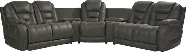 Denver Hills Slate 5 Pc Triple Power Reclining Sectional - Thumbnail - Image 1