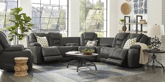 Denver Hills Slate 5 Pc Triple Power Reclining Sectional - Thumbnail - Image 2