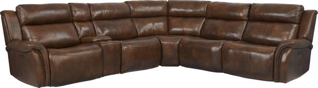Denver Summit Brown 6 Pc Dual Power Reclining Sectional - Thumbnail - Image 1