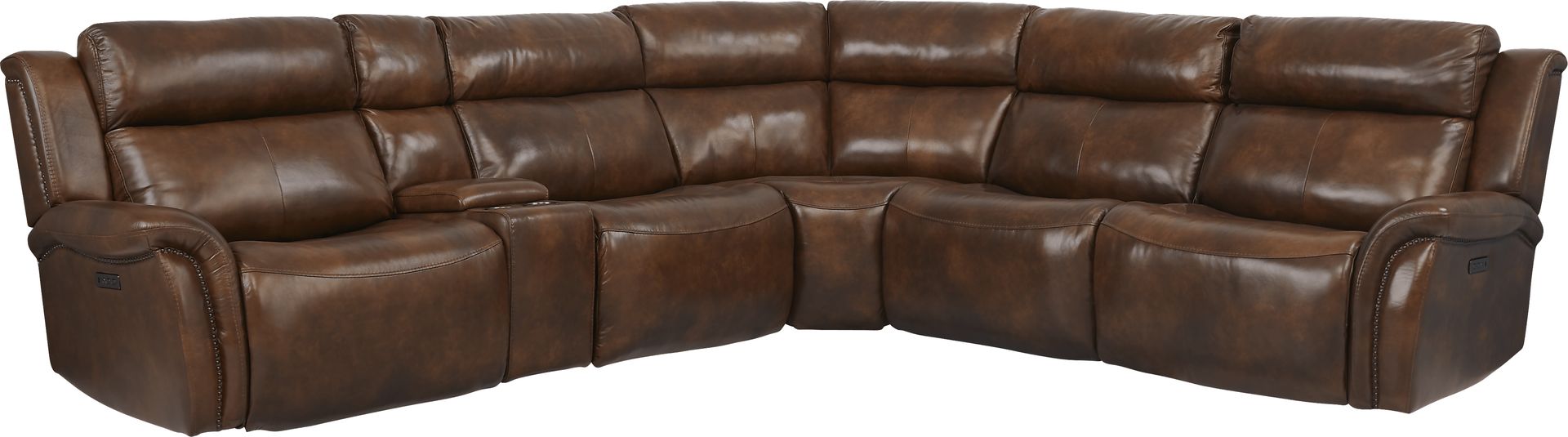 Denver Summit Brown 6 Pc Dual Power Reclining Sectional - Image 1
