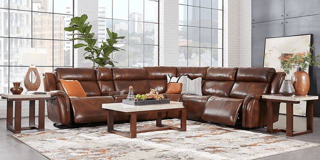 Denver Summit Brown 6 Pc Dual Power Reclining Sectional - Thumbnail - Image 2
