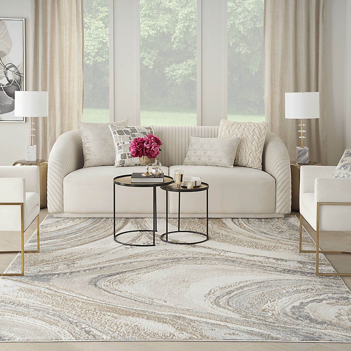 Dephia Cream,Gray Beige,Gray Rugs | Rooms to Go