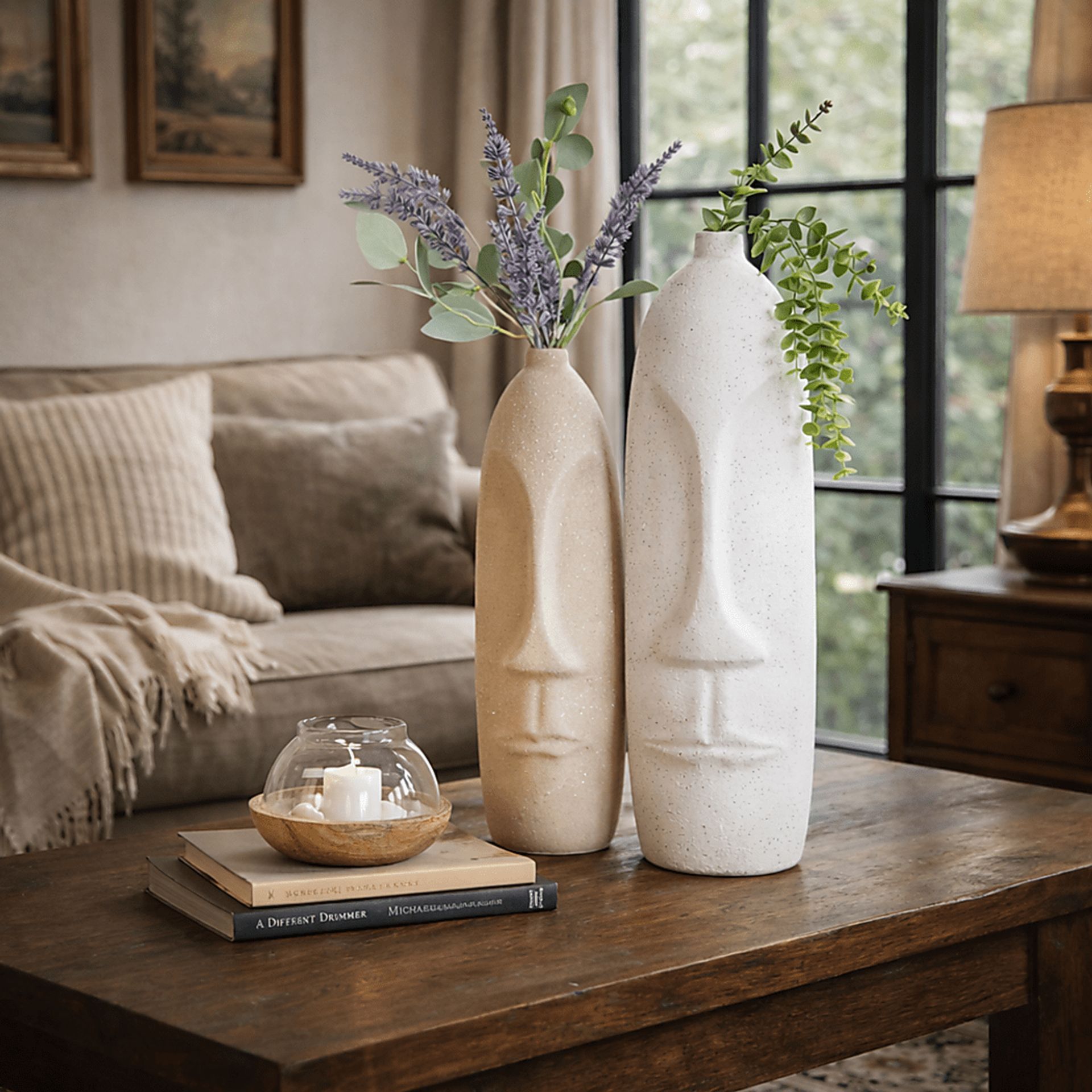Depshu Beige Scupture, Set of 2 - Image 3