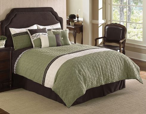 Derrien Green 7 Pc Queen Comforter Set