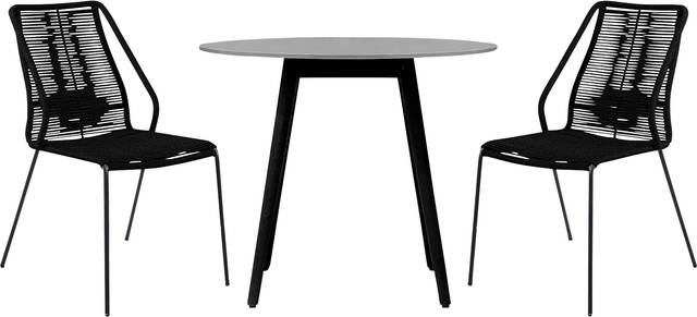 Derussey Black 3 PC Outdoor Dining Set - Thumbnail - Image 1
